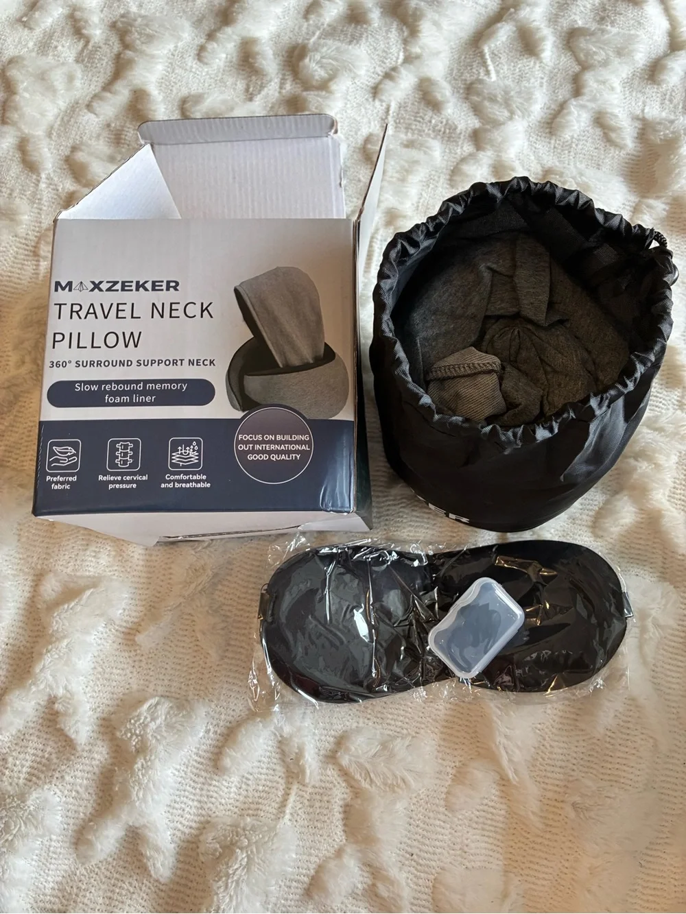 Gray Travel Neck Pillow - Memory Foam Support